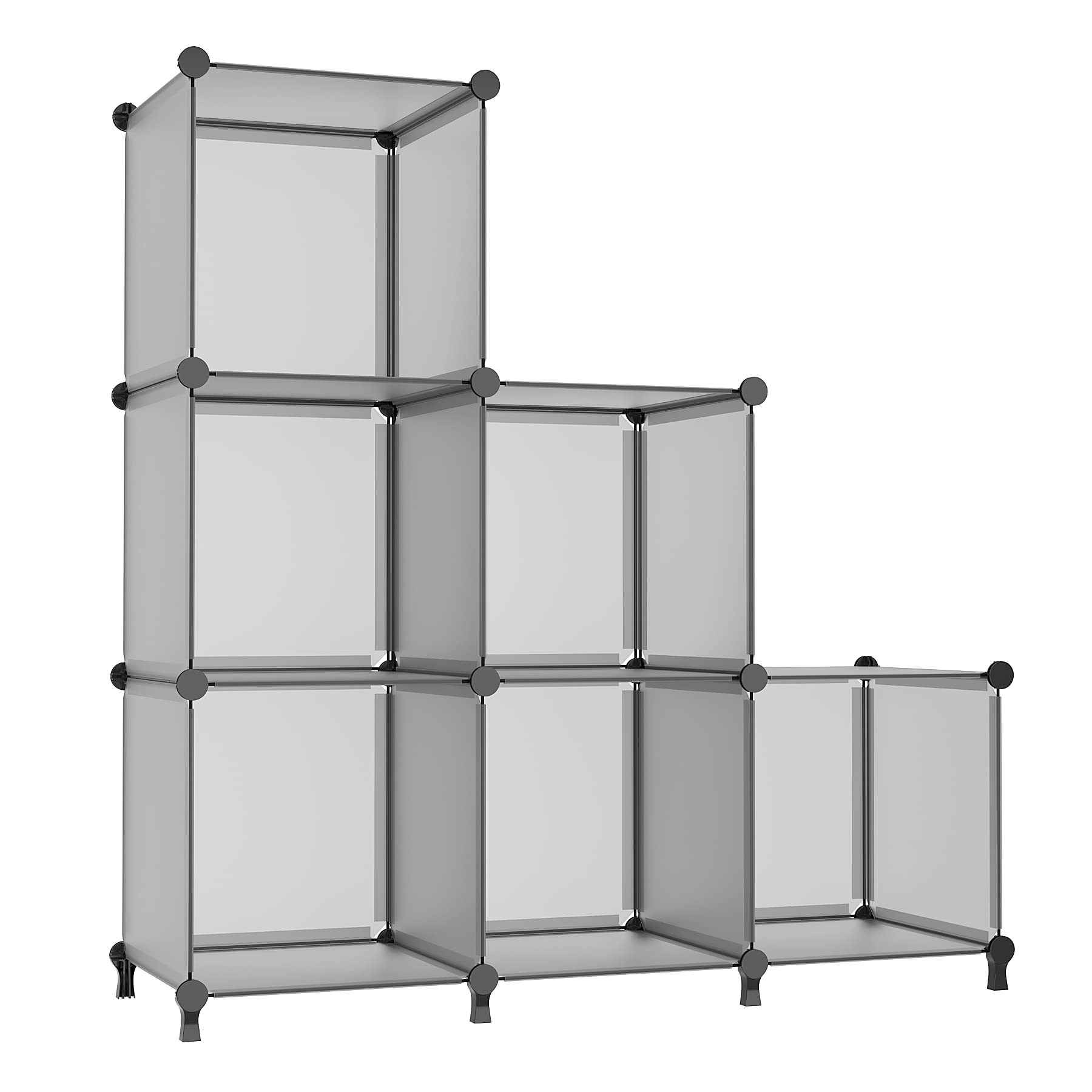 AWTATOS Cube Storage Organizer, Storage Cubes Shelves Bookshelf, 6 Cube Closet Organizers and Storage, DIY Stackable Plastic Clothes Organizer Shelving for Bedroom, Home, Black