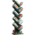 SHEEPAM 10 Tier Tree Book Shelf, Floor Standing Wood Bookshelf for Narrow Space, Storage Organizer Bookshelves for Books/CDs/Magazine, Bookcase with Shelves for Home Office, Living Room - Brown