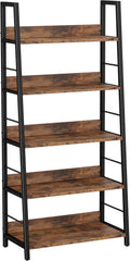 IRONCK Industrial Bookshelves and Bookcases, Ladder Shelf 5 Tiers with Metal Frame for Living Room, Home Office, Rustics Brown