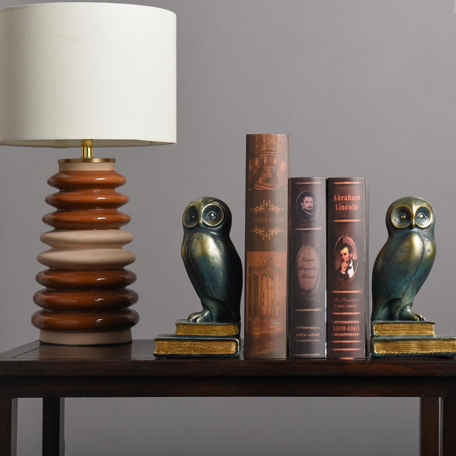 Book Ends for Shelves, Owl Decorative Bookends Bronze Bird Book Stopper Unique Kids Book Holders with Anti-Slip Base Luxurious Bookends for Kids Rooms Office Home Decor(Bronze)