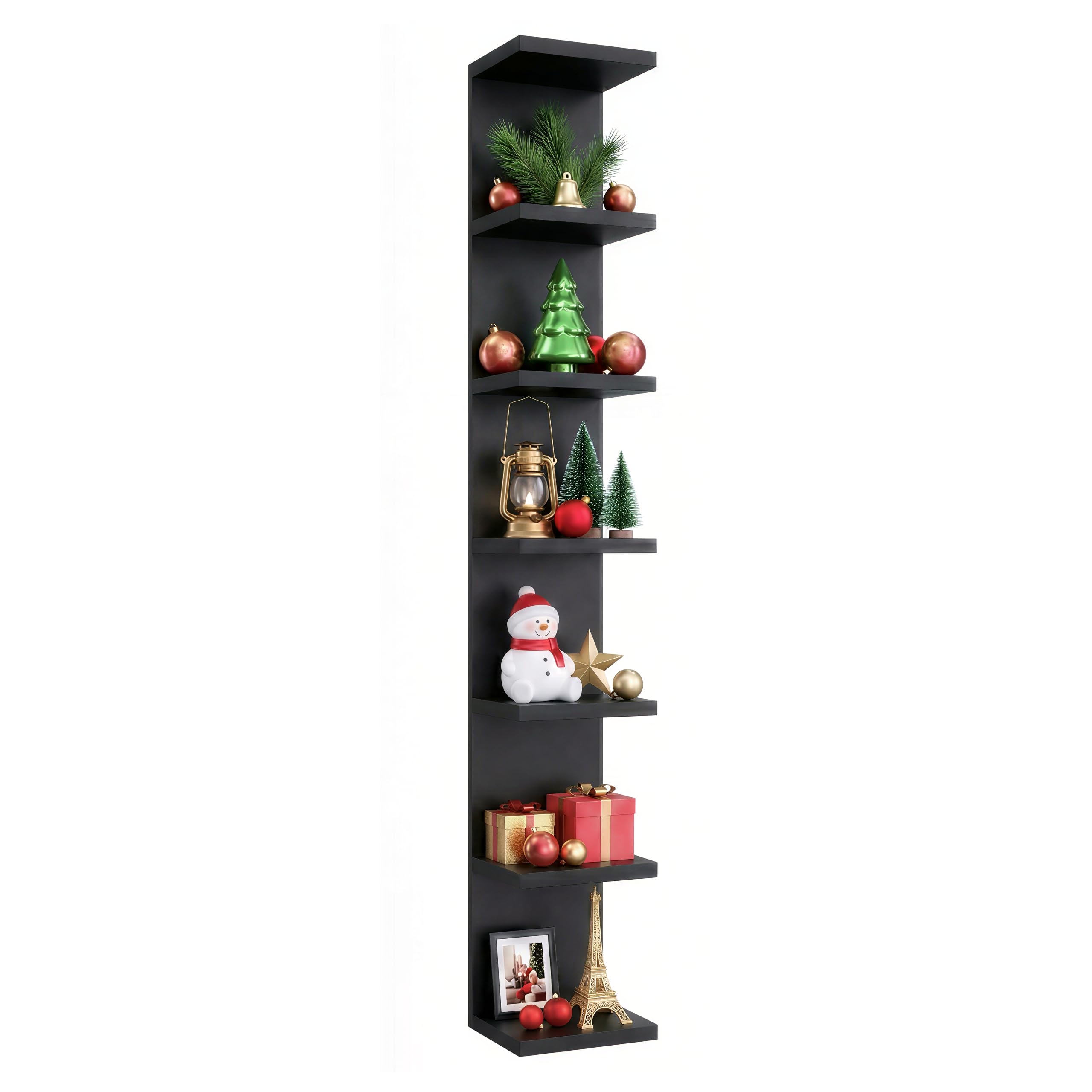 7 Tier Wall Shelf Unit & Lack Shelf, Versatile Floating Shelves for Wall, Bedroom Book Shelf, Vanity Display Shelves, Tall Decorative Shelving Unit, Long Shelves for Storage White