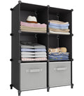 6-Cube Storage Organizer, Closet Organizer Storage Cabinet Shelf Bookcase Bookshelf with Metal Hammer, Storage Cubes Organizer Cabinet for Kids, Closet, Bedroom, Bathroom(11.8x11.8x11.8 inch)Black
