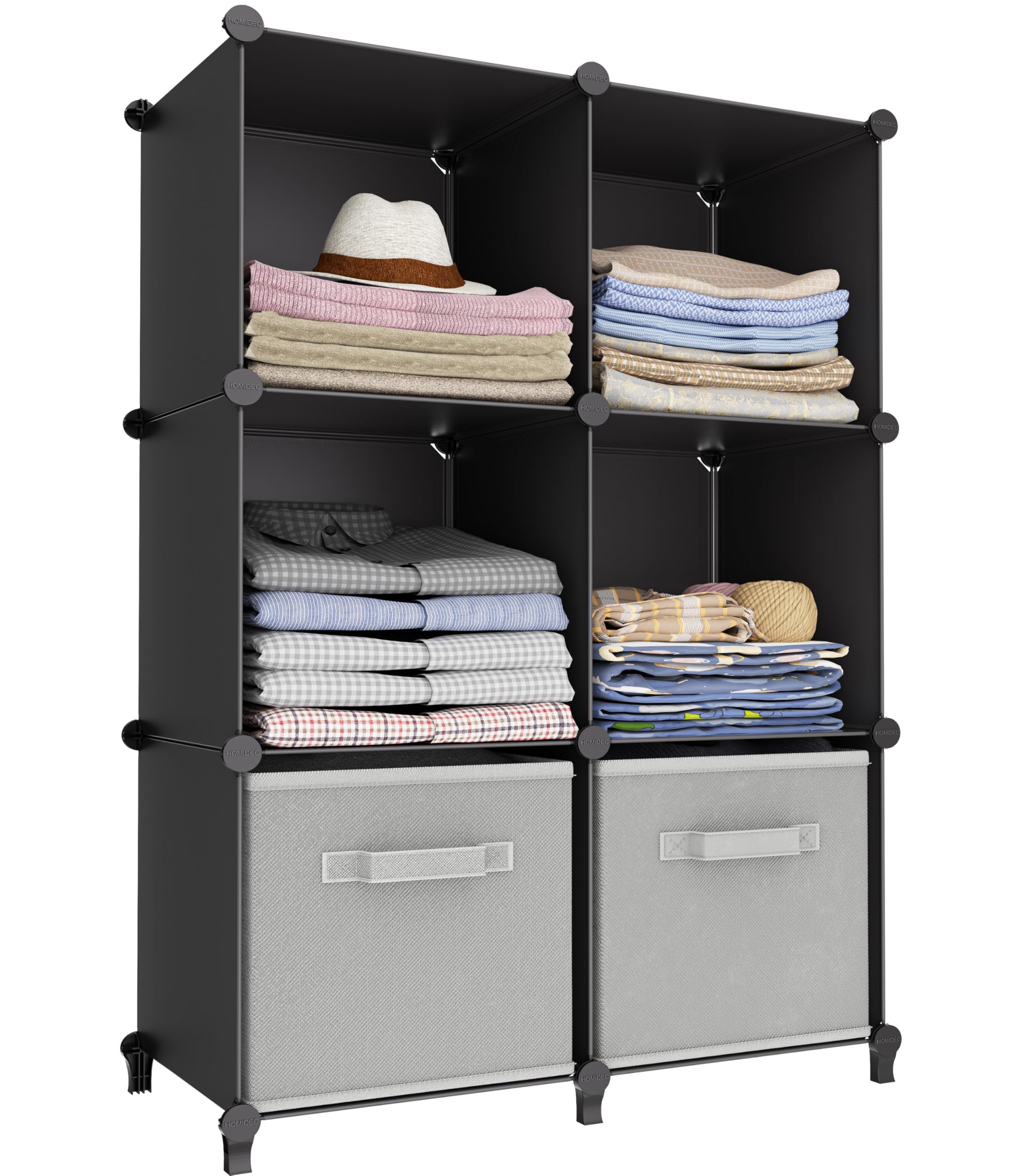 6-Cube Storage Organizer, Closet Organizer Storage Cabinet Shelf Bookcase Bookshelf with Metal Hammer, Storage Cubes Organizer Cabinet for Kids, Closet, Bedroom, Bathroom(11.8x11.8x11.8 inch)Black